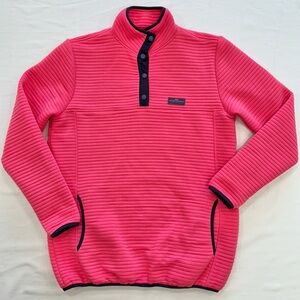 Simply Southern Women's Long Sleeve Quilted Hot Pink/Navy Pullover Top_Large